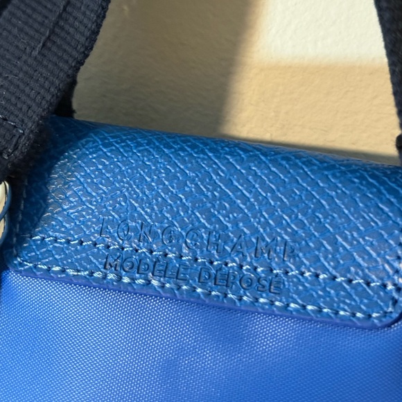 Longchamp Blue Mini Tote with Green Strap and Bird Charm - Picture 4 of 7